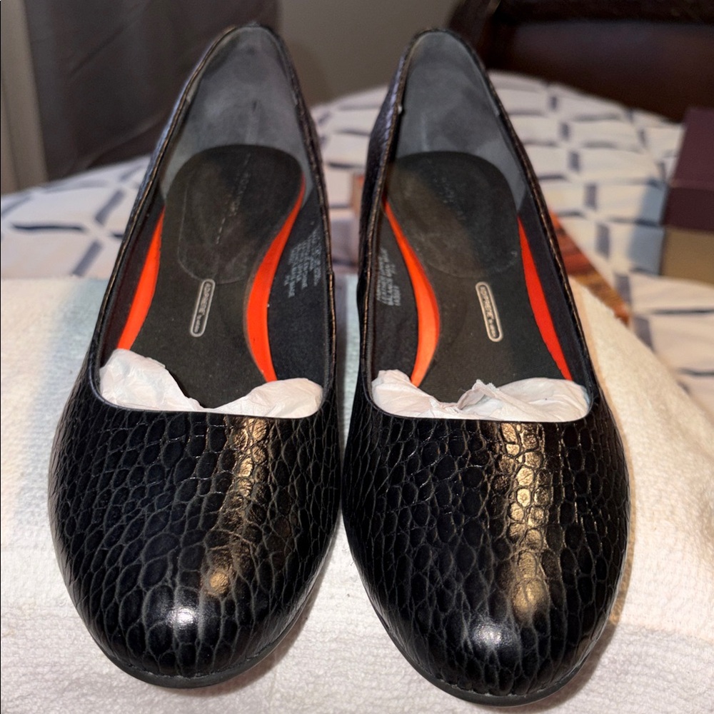 ADIPRENE  Black Textured Slip-On Shoes